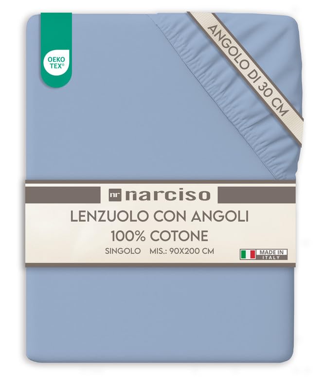 Lenzuolo con Angoli Traspirante ed Anallergico, Biancheria da Letto Made in Italy - 3 TAGLIE