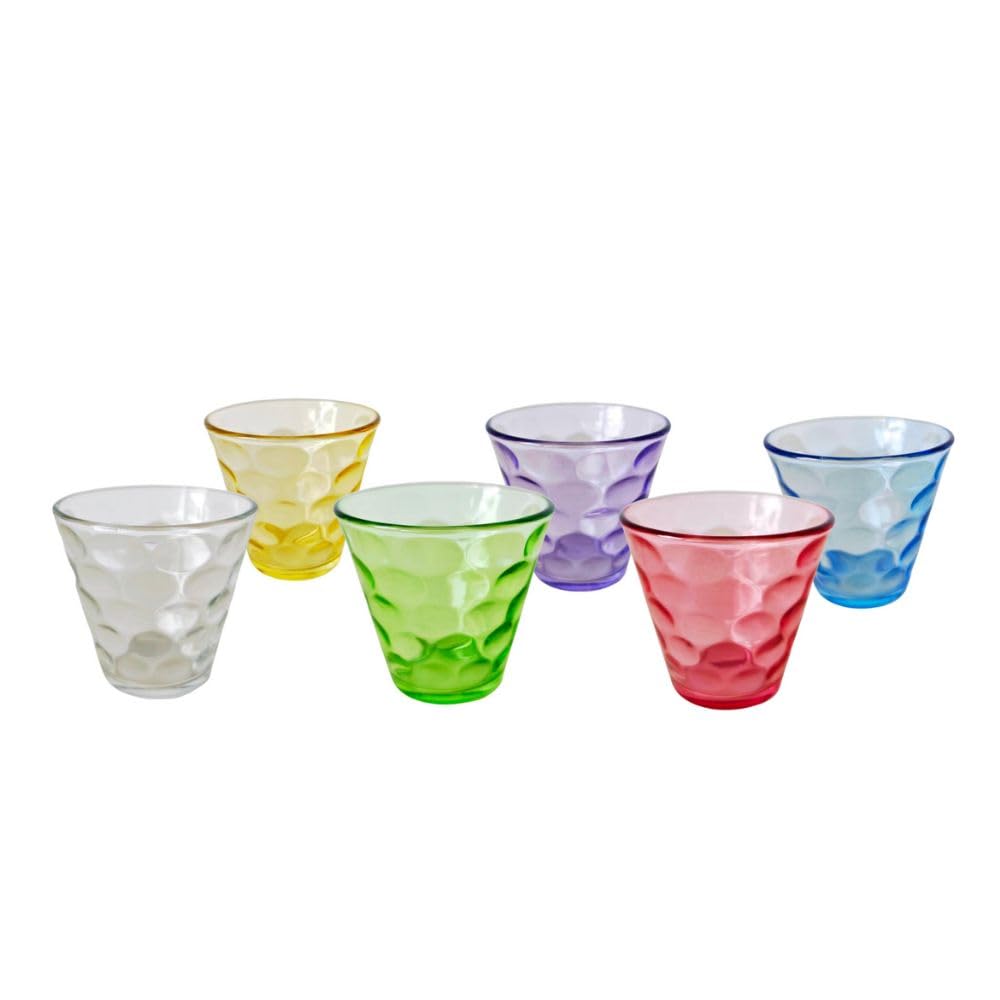 12 Bicchieri Acqua Vetro Colorati Multicolore Eleganti e Raffinati per Uso Quotidiano, Set Bicchieri Acqua e Vino, Coca Cola, Bicchiere da 250ml, Colori Assortiti Stile a Bolle