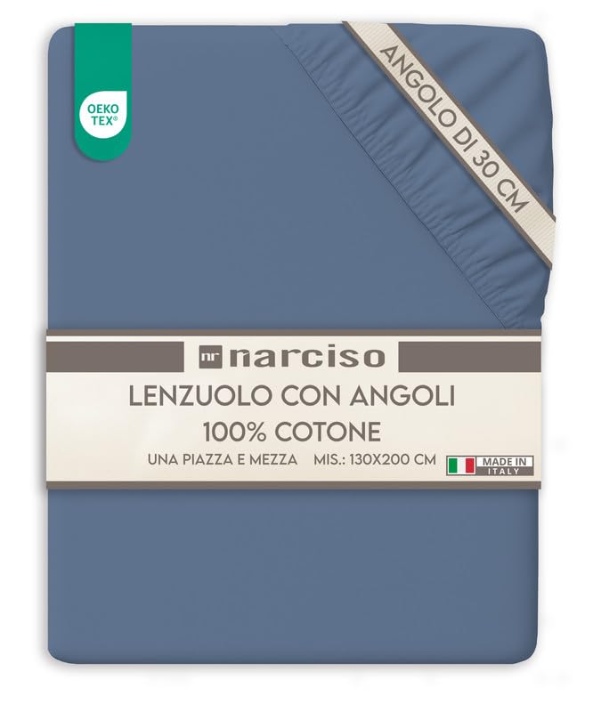 Lenzuolo con Angoli Traspirante ed Anallergico, Biancheria da Letto Made in Italy - 3 TAGLIE