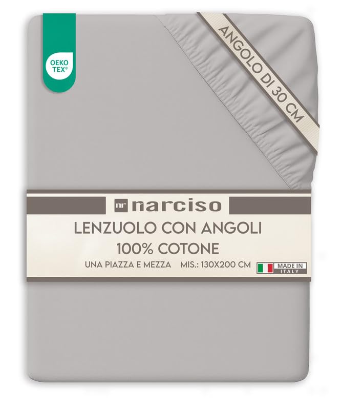 Lenzuolo con Angoli Traspirante ed Anallergico, Biancheria da Letto Made in Italy - 3 TAGLIE
