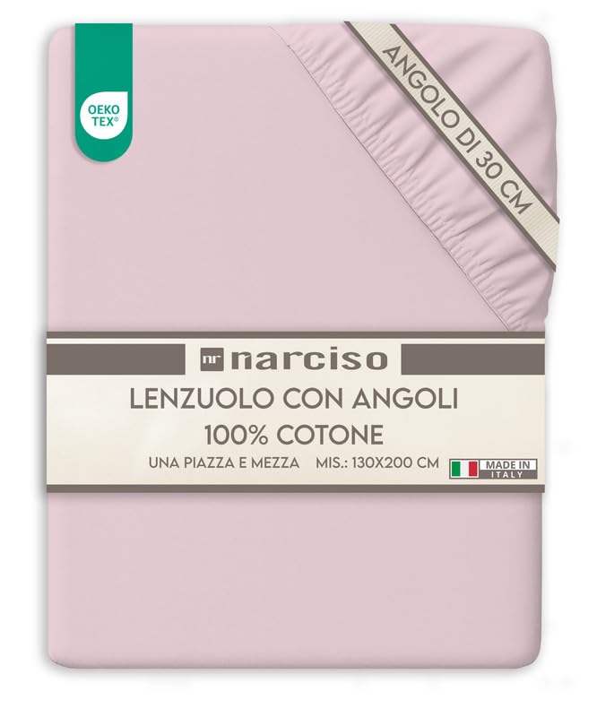 Lenzuolo con Angoli Traspirante ed Anallergico, Biancheria da Letto Made in Italy - 3 TAGLIE