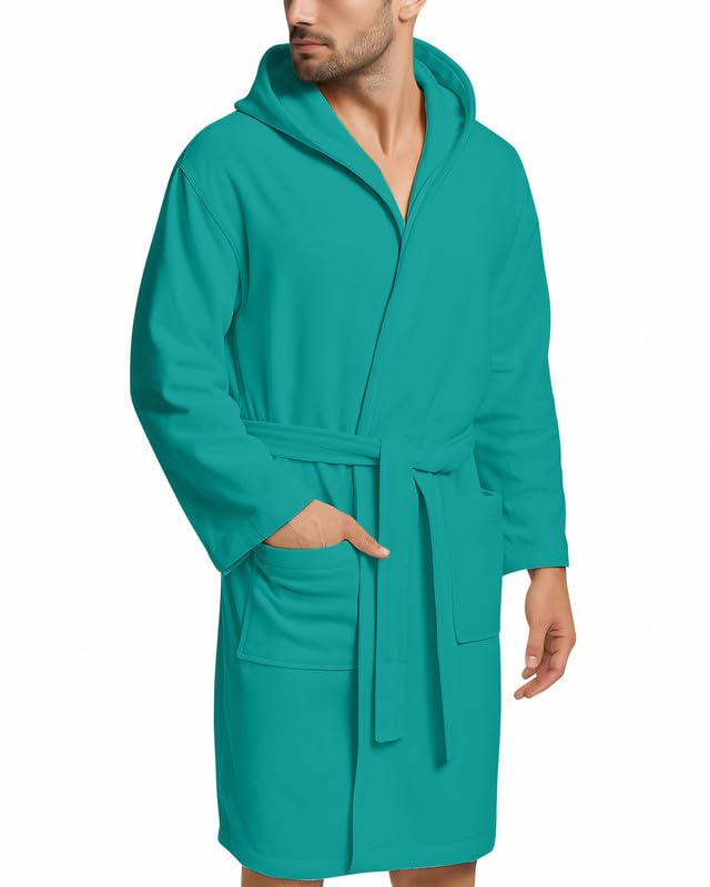 Accappatoio UNISEX Microfibra con Tasche Cappuccio e Cintura, Ideale per Casa, Viaggio, Palestra, Tessuto Morbido e Comodo, da S a XXL
