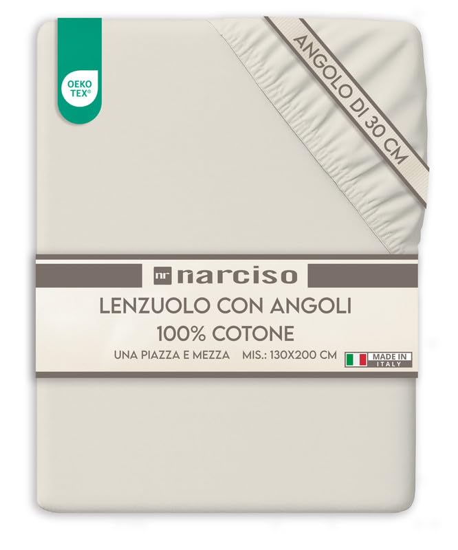 Lenzuolo con Angoli Traspirante ed Anallergico, Biancheria da Letto Made in Italy