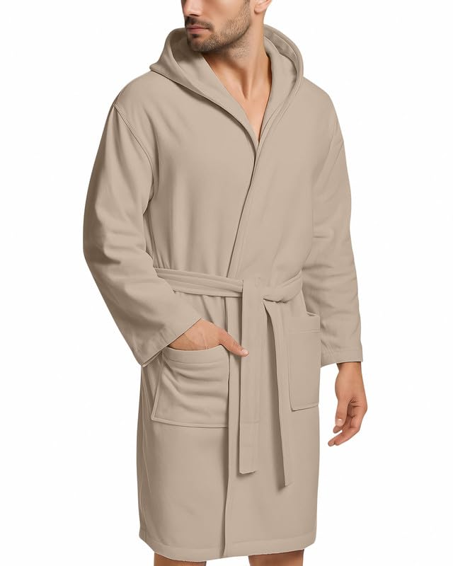 Accappatoio UNISEX Microfibra con Tasche Cappuccio e Cintura, Ideale per Casa, Viaggio, Palestra, Tessuto Morbido e Comodo, da S a XXL