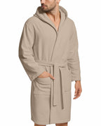Accappatoio UNISEX Microfibra con Tasche Cappuccio e Cintura, Ideale per Casa, Viaggio, Palestra, Tessuto Morbido e Comodo, da S a XXL