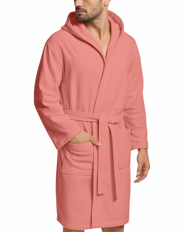 Accappatoio UNISEX Microfibra con Tasche Cappuccio e Cintura, Ideale per Casa, Viaggio, Palestra, Tessuto Morbido e Comodo, da S a XXL