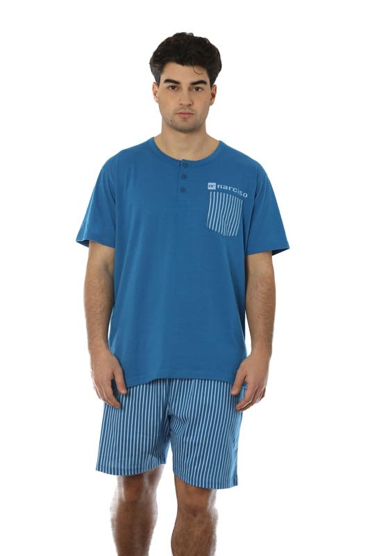 Pigiama Uomo Corto Estivo in Cotone Leggero 2 Pezzi da M a XXL