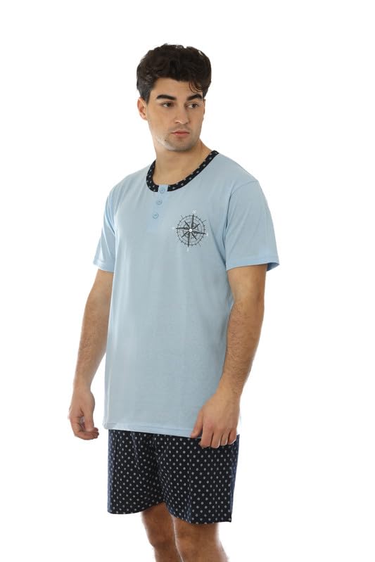Pigiama Uomo Corto Estivo in Cotone Leggero 2 Pezzi da M a XXL
