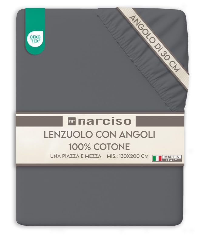 Lenzuolo con Angoli Traspirante ed Anallergico, Biancheria da Letto Made in Italy