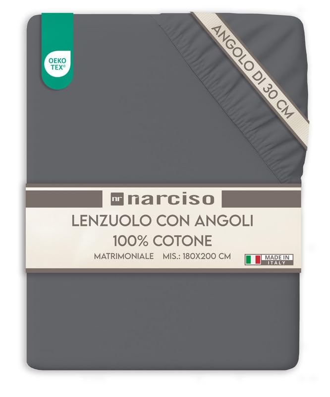 Lenzuolo con Angoli Traspirante ed Anallergico, Biancheria da Letto Made in Italy