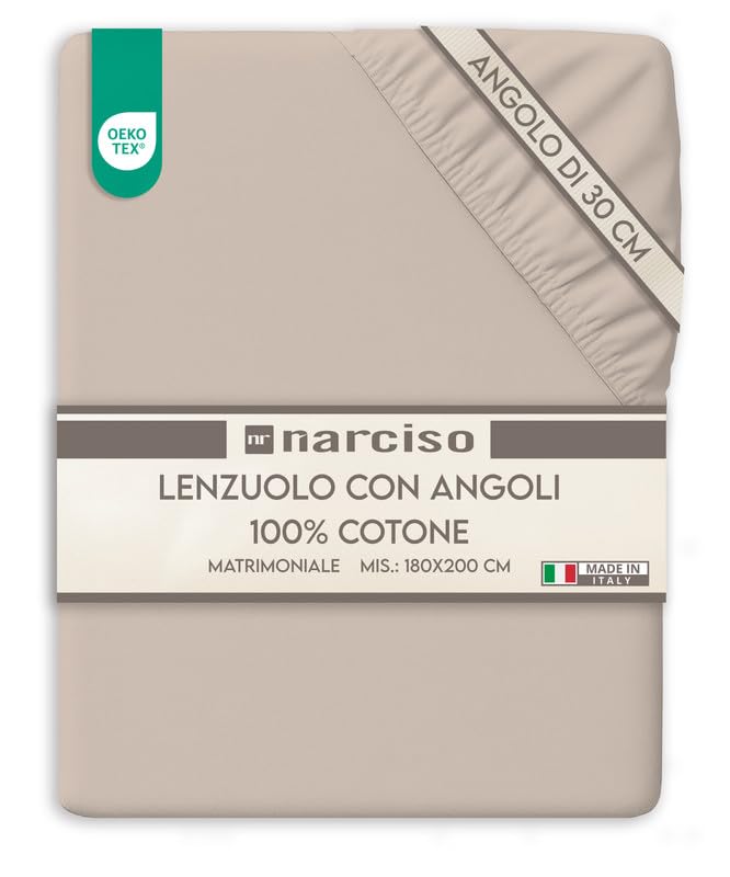 Lenzuolo con Angoli Traspirante ed Anallergico, Biancheria da Letto Made in Italy - 3 TAGLIE