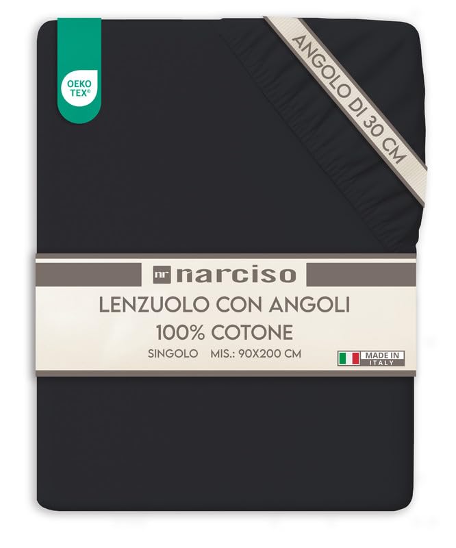 Lenzuolo con Angoli Traspirante ed Anallergico, Biancheria da Letto Made in Italy - 3 TAGLIE