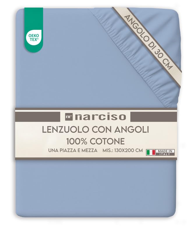Lenzuolo con Angoli Traspirante ed Anallergico, Biancheria da Letto Made in Italy