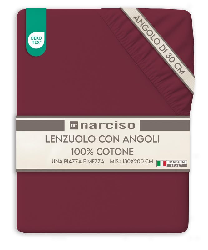 Lenzuolo con Angoli Traspirante ed Anallergico, Biancheria da Letto Made in Italy - 3 TAGLIE