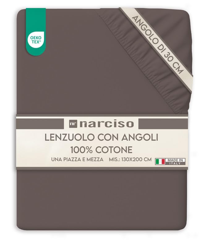 Lenzuolo con Angoli Traspirante ed Anallergico, Biancheria da Letto Made in Italy - 3 TAGLIE