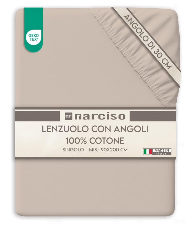 Lenzuolo con Angoli Traspirante ed Anallergico, Biancheria da Letto Made in Italy