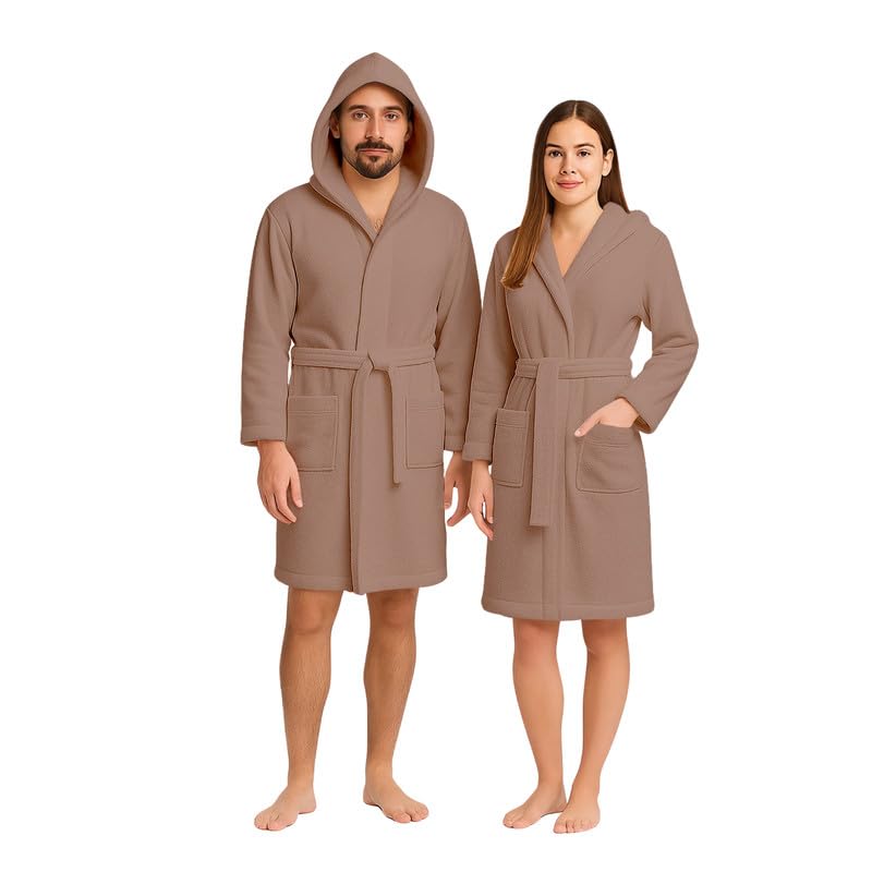 Accappatoio UNISEX Spugna con Cappuccio, Cotone Supreme Quality, Alto Potere Asciugante per Piscina, Palestra, Casa, Ospiti