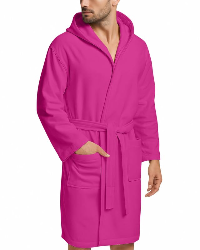Accappatoio UNISEX Microfibra con Tasche Cappuccio e Cintura, Ideale per Casa, Viaggio, Palestra, Tessuto Morbido e Comodo, da S a XXL