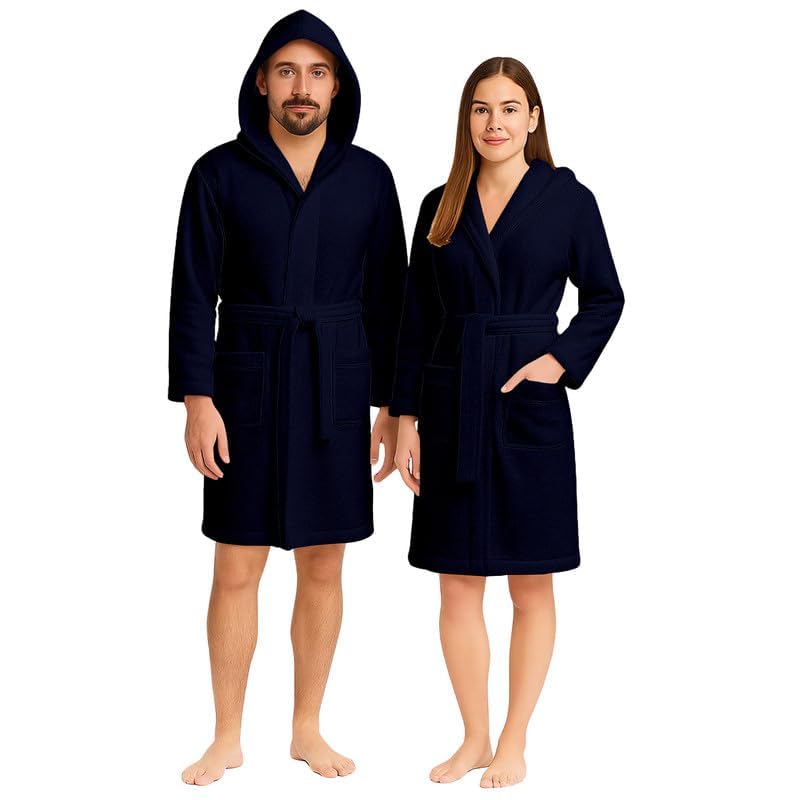 Accappatoio UNISEX Spugna con Cappuccio, Cotone Supreme Quality, Alto Potere Asciugante per Piscina, Palestra, Casa, Ospiti