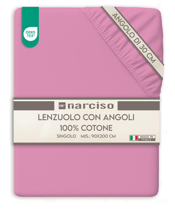 Lenzuolo con Angoli Traspirante ed Anallergico, Biancheria da Letto Made in Italy - 3 TAGLIE