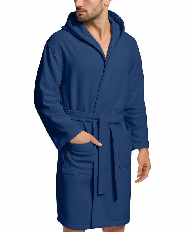 Accappatoio UNISEX Microfibra con Tasche Cappuccio e Cintura, Ideale per Casa, Viaggio, Palestra, Tessuto Morbido e Comodo, da S a XXL