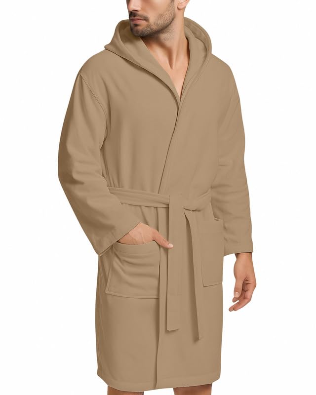 Accappatoio UNISEX Microfibra con Tasche Cappuccio e Cintura, Ideale per Casa, Viaggio, Palestra, Tessuto Morbido e Comodo, da S a XXL