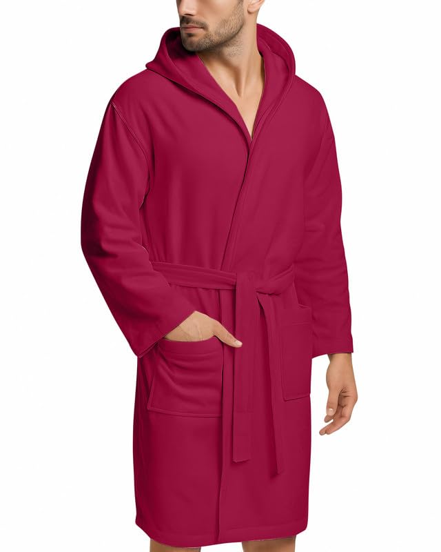 Accappatoio UNISEX Microfibra con Tasche Cappuccio e Cintura, Ideale per Casa, Viaggio, Palestra, Tessuto Morbido e Comodo, da S a XXL