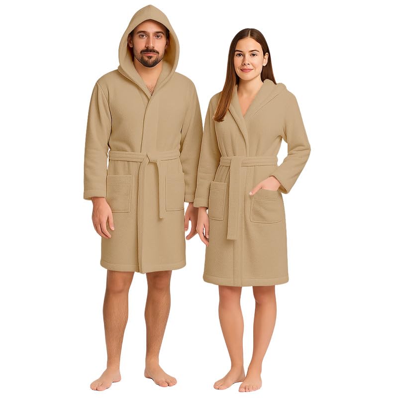 Accappatoio UNISEX Spugna con Cappuccio, Cotone Supreme Quality, Alto Potere Asciugante per Piscina, Palestra, Casa, Ospiti