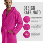 Accappatoio UNISEX Microfibra con Tasche Cappuccio e Cintura, Ideale per Casa, Viaggio, Palestra, Tessuto Morbido e Comodo, da S a XXL