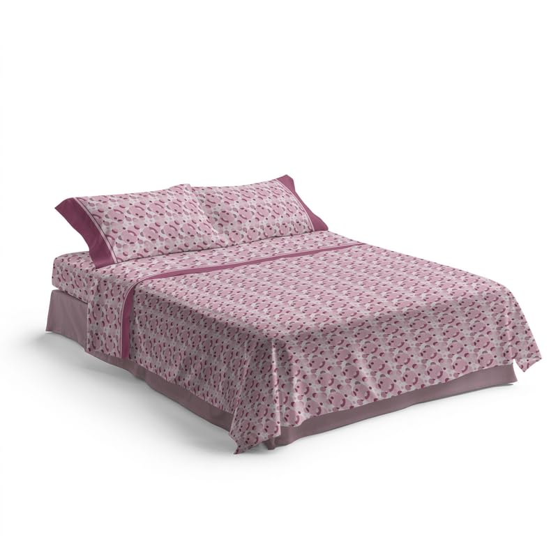 Lenzuola 100% Cotone Stampate con Fantasie Originali Realizzate e Stampate in Italia con Inchiostro Sicuro per la Pelle, Completo Letto Matrimoniale 4 Pezzi
