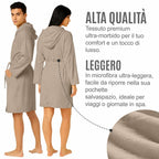Accappatoio UNISEX Microfibra con Tasche Cappuccio e Cintura, Ideale per Casa, Viaggio, Palestra, Tessuto Morbido e Comodo, da S a XXL