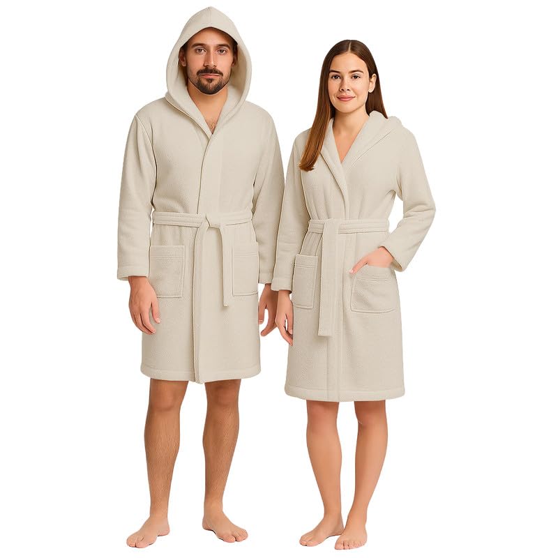 Accappatoio UNISEX Spugna con Cappuccio, Cotone Supreme Quality, Alto Potere Asciugante per Piscina, Palestra, Casa, Ospiti