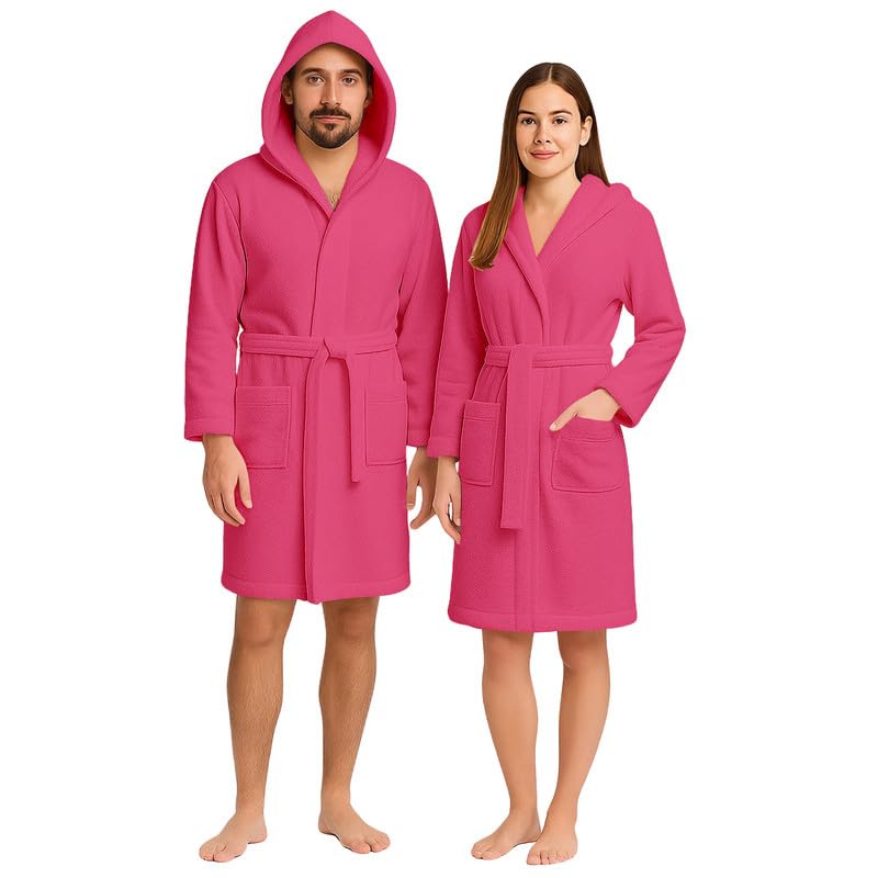 Accappatoio UNISEX Spugna con Cappuccio, Cotone Supreme Quality, Alto Potere Asciugante per Piscina, Palestra, Casa, Ospiti