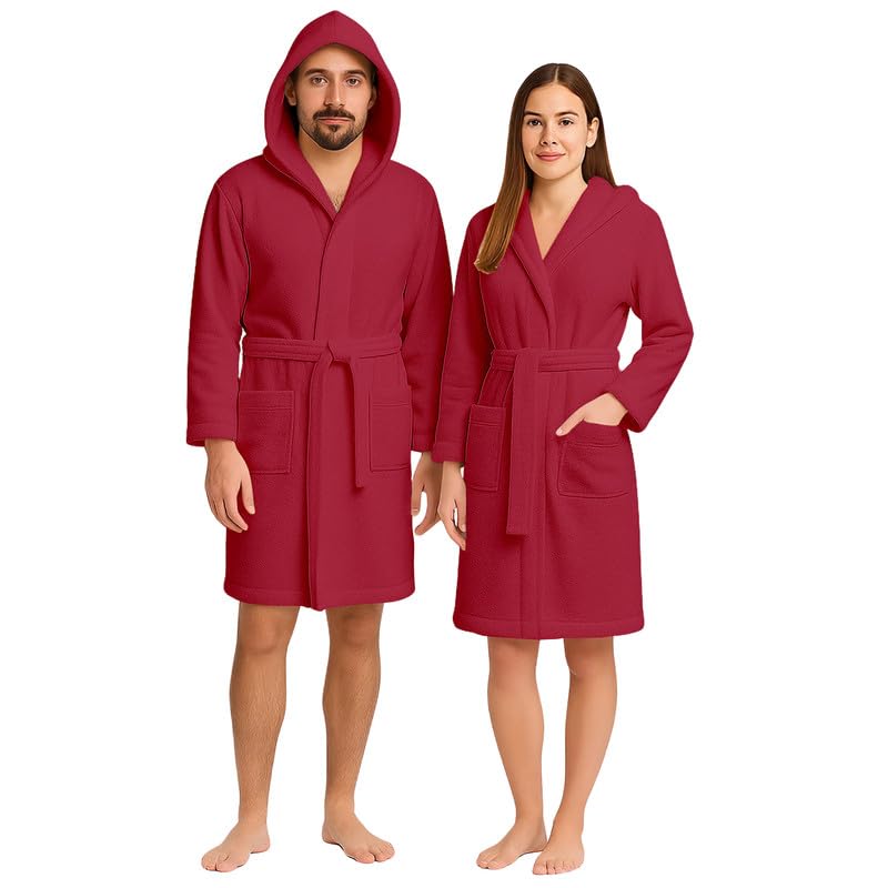 Accappatoio UNISEX Spugna con Cappuccio, Cotone Supreme Quality, Alto Potere Asciugante per Piscina, Palestra, Casa, Ospiti