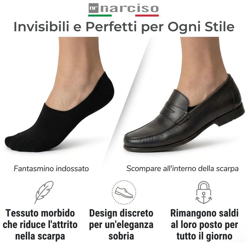 Calzini Fantasmini Unisex, Invisibili, in Cotone Traspirante, Salvapiede per Mocassini e Scarpe Basse