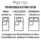 Coprimaterasso Impermeabile in Spugna con Bordi in Fibra Estendibile per Adattarsi al Materasso, Per Materassi Alti fino a 30 cm, Certificato OEKO-TEX STANDARD 100 - DISPONIBILE IN TUTTE LE TAGLIE