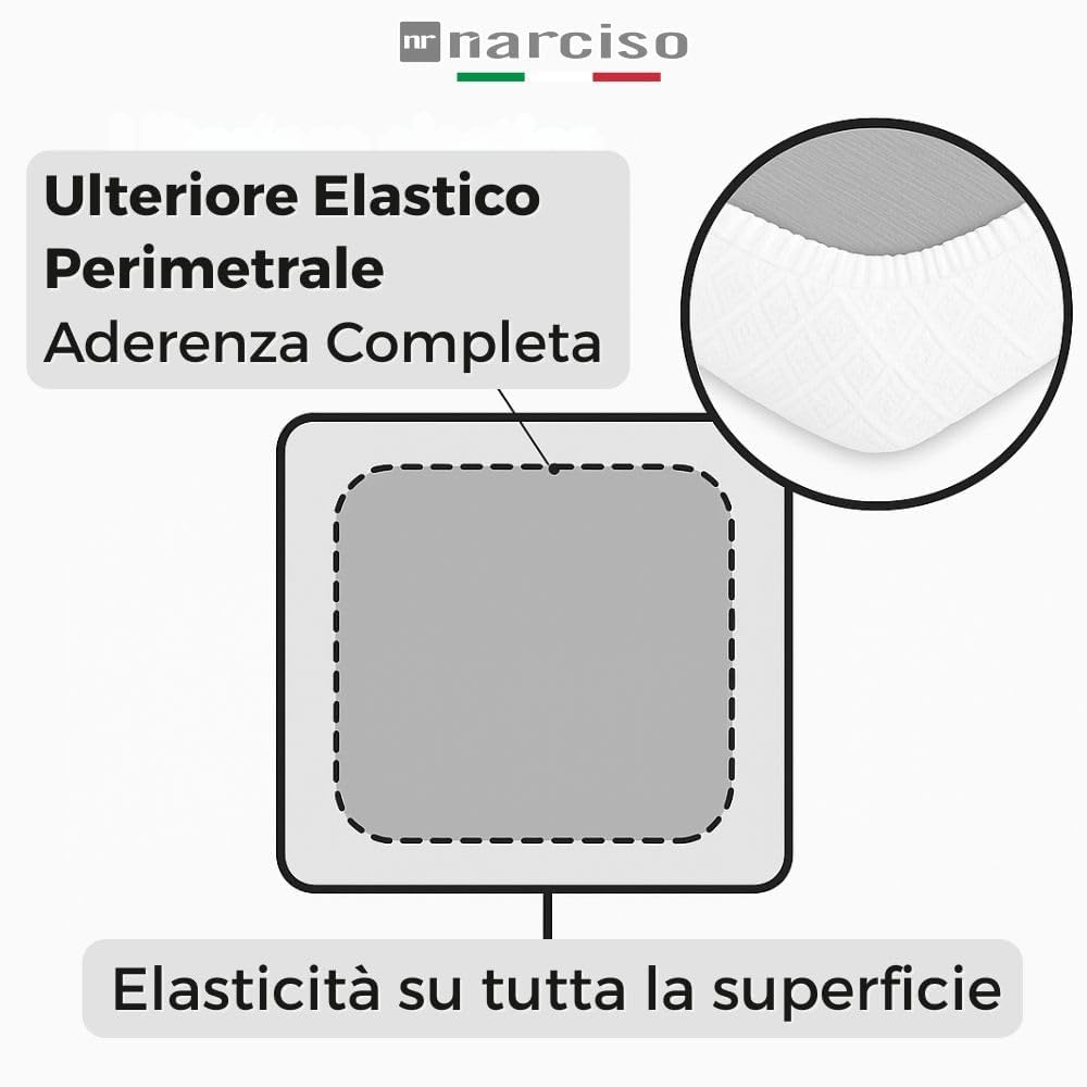 Coprimaterasso Impermeabile in Spugna con Bordi in Fibra Estendibile per Adattarsi al Materasso, Per Materassi Alti fino a 30 cm, Certificato OEKO-TEX STANDARD 100 - DISPONIBILE IN TUTTE LE TAGLIE