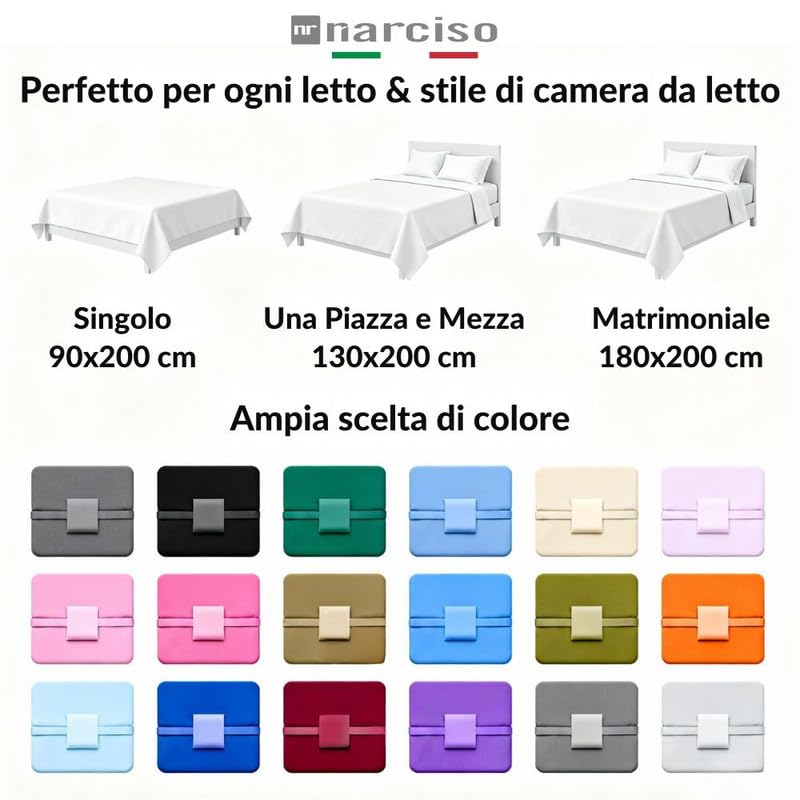 Lenzuolo con Angoli Traspirante ed Anallergico, Biancheria da Letto Made in Italy