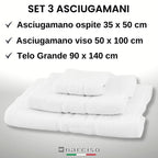 Set Asciugamani Bagno Pezzi per Hotel, B&B e Casa in Cotone, Asciugamani Bianchi Classici (Viso, Doccia, Ospite)