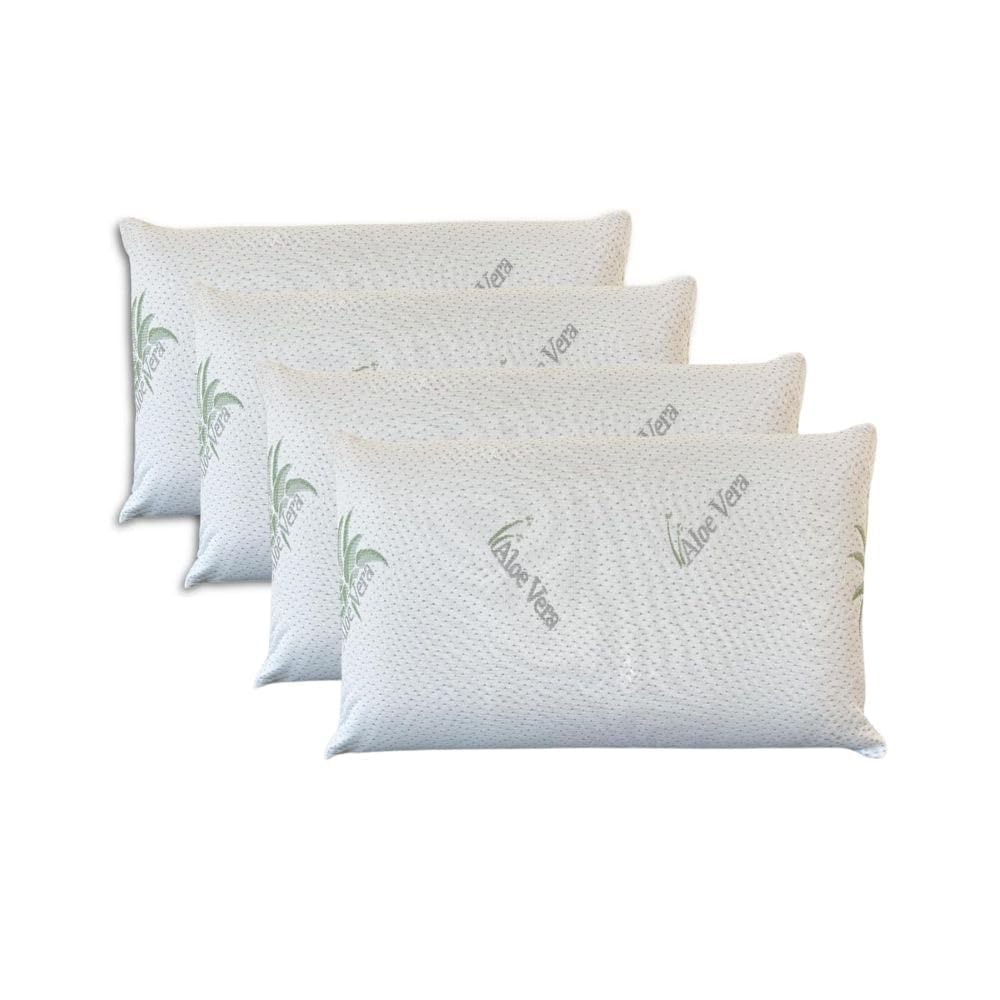 Set Copricuscini Letto con Zip, Copricuscino 50x80 in Aloe 4 Stagioni, Tessuto Anallergico, Antiacaro, Igienico, Traspirante e Perfetto per Tutte Le Stagioni