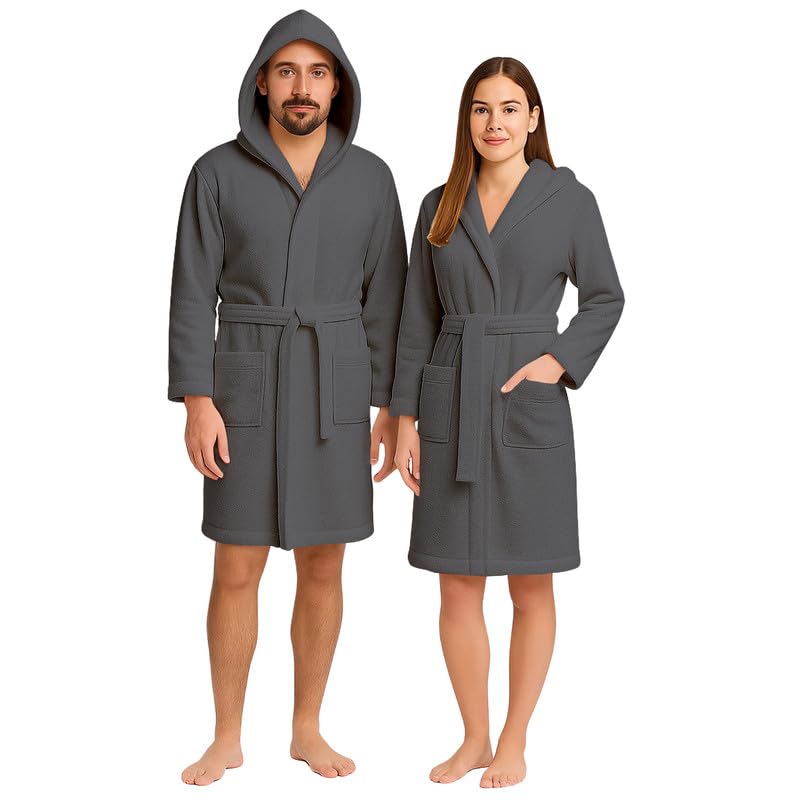 Accappatoio UNISEX Spugna con Cappuccio, Cotone Supreme Quality, Alto Potere Asciugante per Piscina, Palestra, Casa, Ospiti
