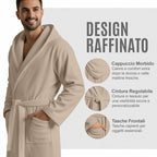 Accappatoio UNISEX Microfibra con Tasche Cappuccio e Cintura, Ideale per Casa, Viaggio, Palestra, Tessuto Morbido e Comodo, da S a XXL
