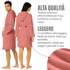 Accappatoio UNISEX Microfibra con Tasche Cappuccio e Cintura, Ideale per Casa, Viaggio, Palestra, Tessuto Morbido e Comodo, da S a XXL