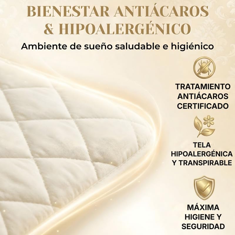 Coprirete Copri Rete Letto Trapuntato, Salvamaterasso Imbottito Anti-Usura Antiacaro e Anallergico, Copri Doghe con Fissaggio agli Angoli Anti-Spostamento - 3 TAGLIE