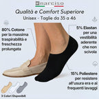 Calzini Fantasmini Unisex, Invisibili, in Cotone Traspirante, Salvapiede per Mocassini e Scarpe Basse