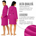 Accappatoio UNISEX Microfibra con Tasche Cappuccio e Cintura, Ideale per Casa, Viaggio, Palestra, Tessuto Morbido e Comodo, da S a XXL
