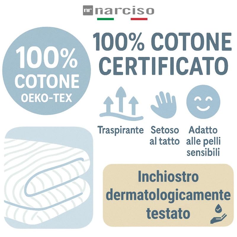 Lenzuola 100% Cotone Stampate con Fantasie Originali Realizzate e Stampate in Italia con Inchiostro Sicuro per la Pelle, Completo Letto Matrimoniale 4 Pezzi