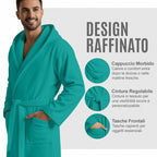Accappatoio UNISEX Microfibra con Tasche Cappuccio e Cintura, Ideale per Casa, Viaggio, Palestra, Tessuto Morbido e Comodo, da S a XXL