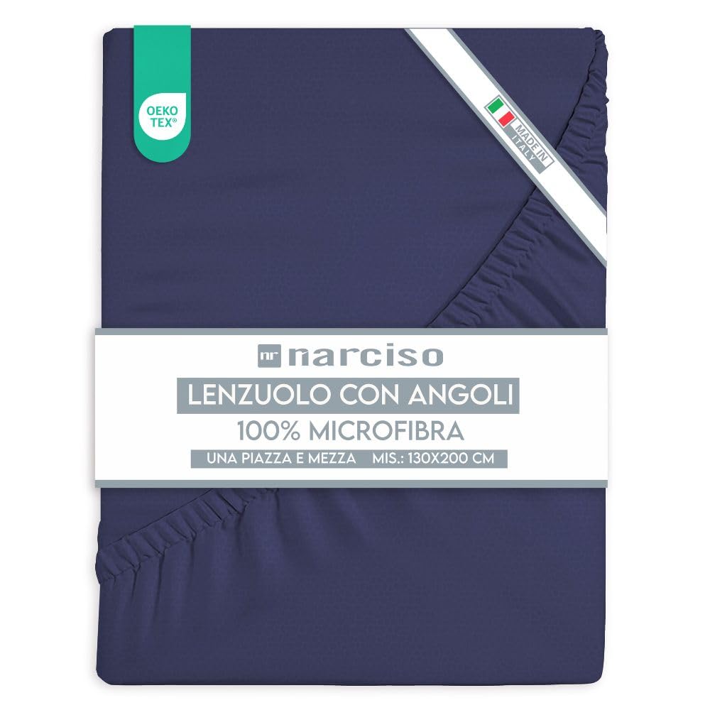 Lenzuolo con Angoli in Microfibra Tinta Unita Embossed, Lenzuola Sotto con Angoli Traspirante ed Anallergica, Biancheria da Letto Made in Italy