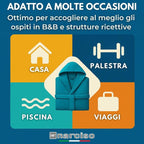 Accappatoio UNISEX Spugna con Cappuccio, Cotone Supreme Quality, Alto Potere Asciugante per Piscina, Palestra, Casa, Ospiti